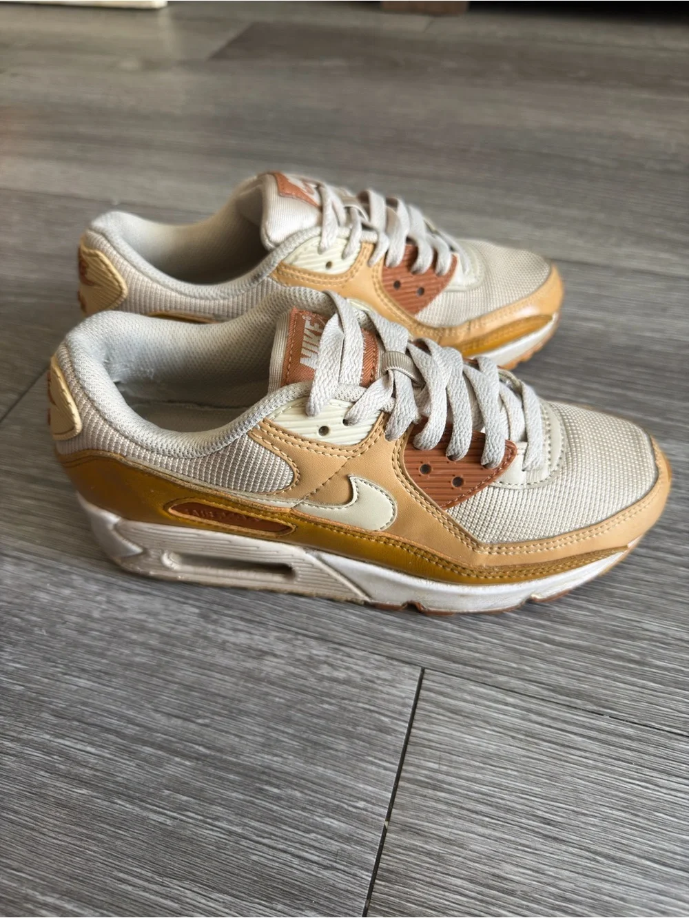 Nike Air Max 90 Wheat Flax Tan Beige Sneakers Size 6.5